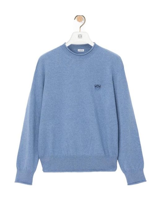 Loewe Blue Anagram-Embroidered Rolled-Edge Sweater for men