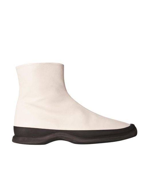The Row Natural Logo Square-Toed Short Boots