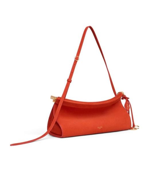 Alaïa Red Small Leather Le Click East West Shoulder Bag