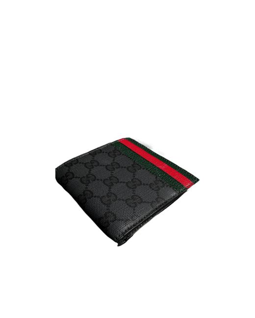 Gucci Black Bi-Fold Wallet With Web Card Slots for men