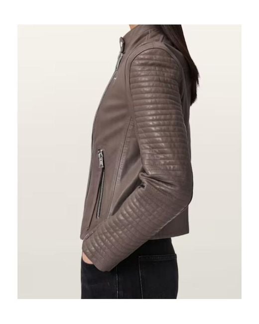 AllSaints Brown Raul Leather Biker Jacket