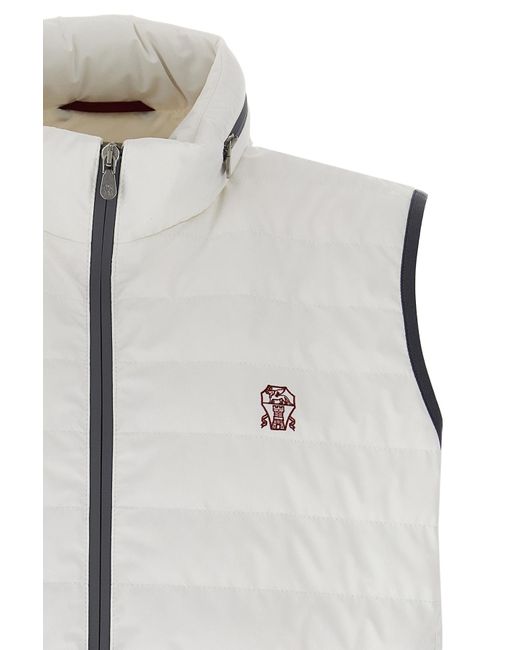 Brunello Cucinelli Gray Quilted Zipped Gilet for men