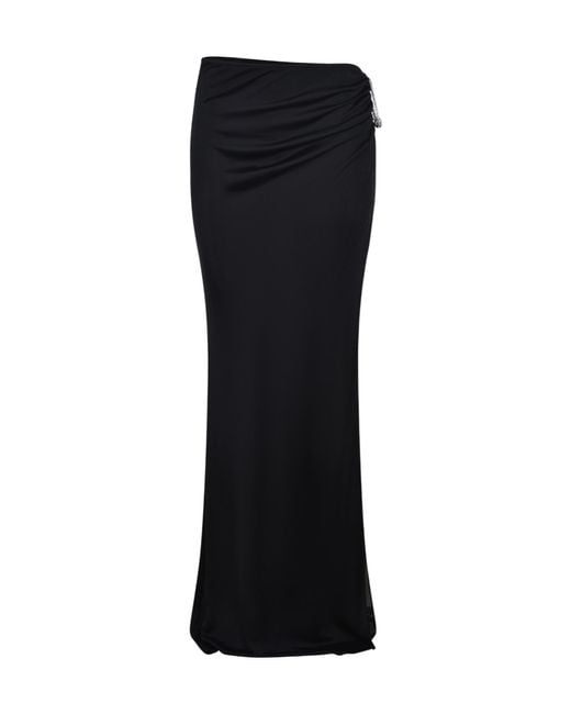 GIUSEPPE DI MORABITO Black Draped Rhinestone Skirt
