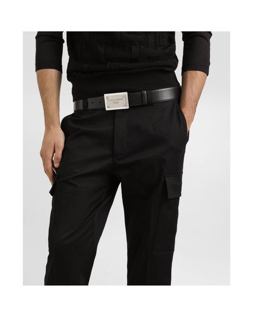 Dolce & Gabbana Black Logo Plaque Cargo Pants for men