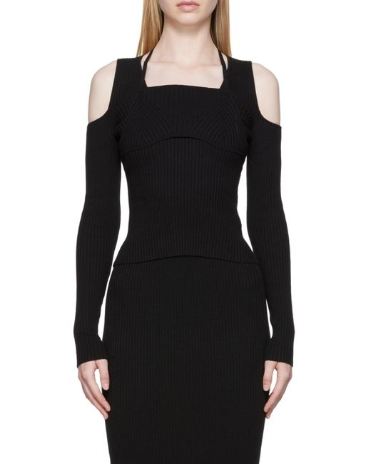 Versace Jeans Blue Couture Open-Shoulder Knitted Jumper