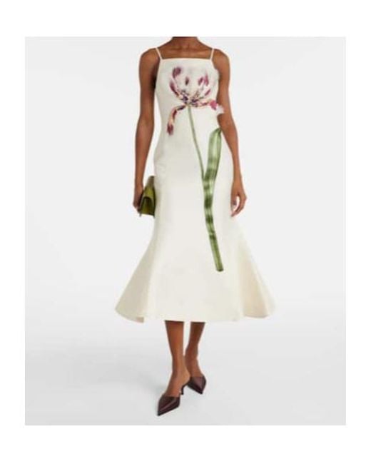 Leo White Regina Floral Wool And Silk Midi Dress