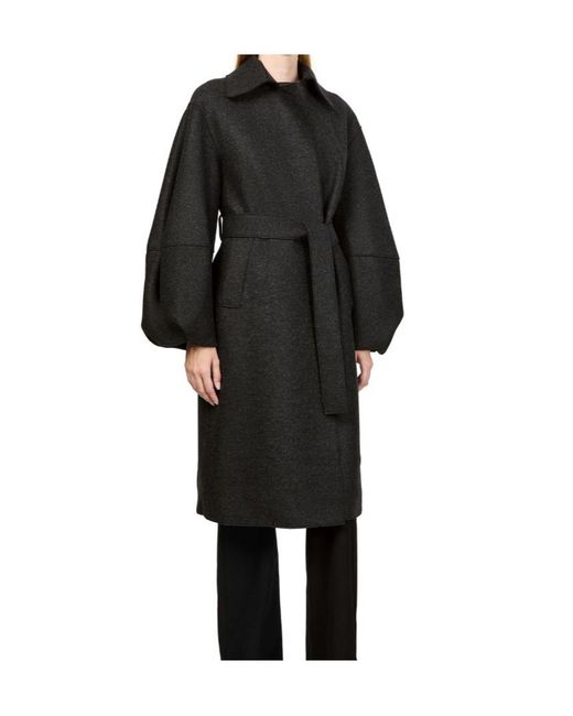 Harris Wharf London Black Puff-Sleeved Coat