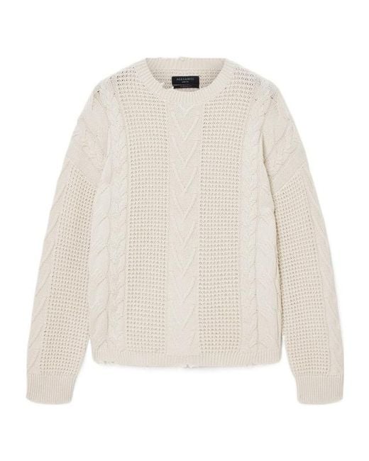 AllSaints White Tenter Crew Jumper for men