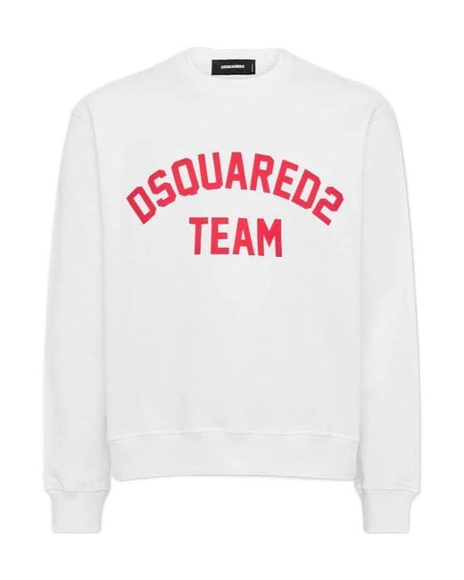 DSquared² White Logo Printed Crewneck Sweatshirt for men