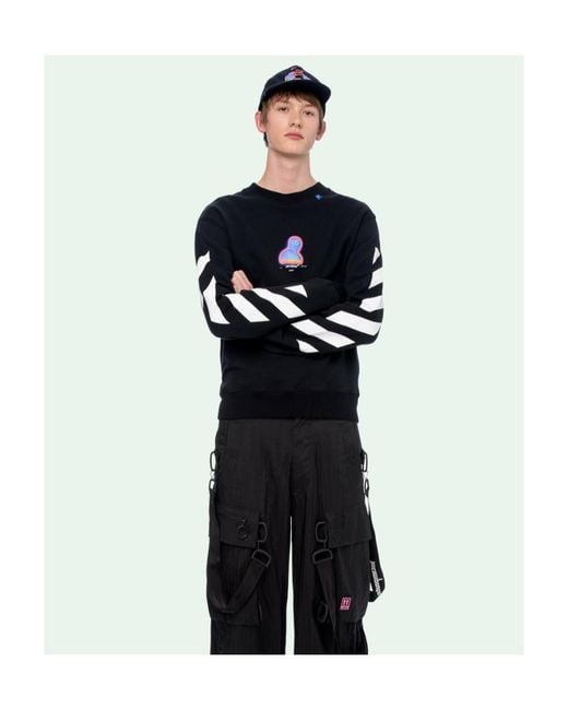 Off-White c/o Virgil Abloh Black Diagonal Stripe Printed Sweater for men