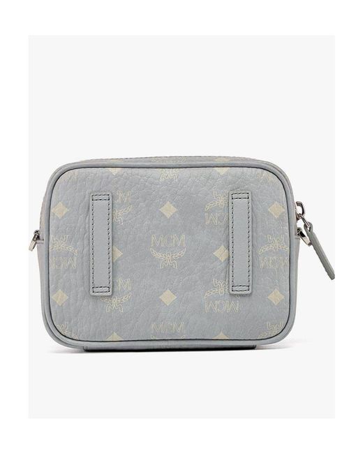 MCM Gray Logo Zipper Shoulder Bag for men