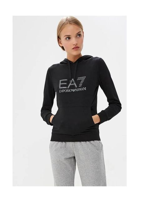 EA7 White Logo Hooded Sweater