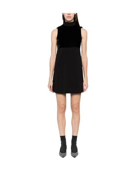 Staud Black Quant Bow-Detail Mini Dress