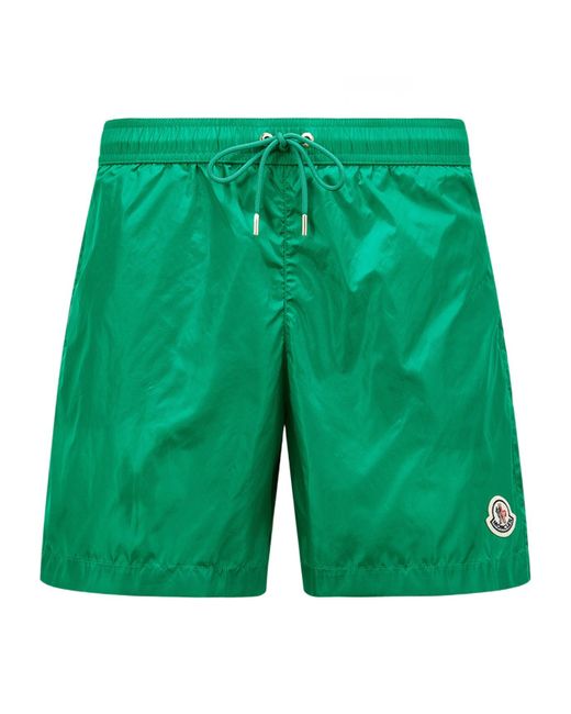 Moncler Green Logo Patch Swim Shorts for men