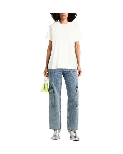 Ganni White Solid Color T-Shirt