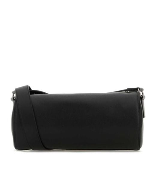 McQueen Black Logo Printed Roller Shoulder Bag for men