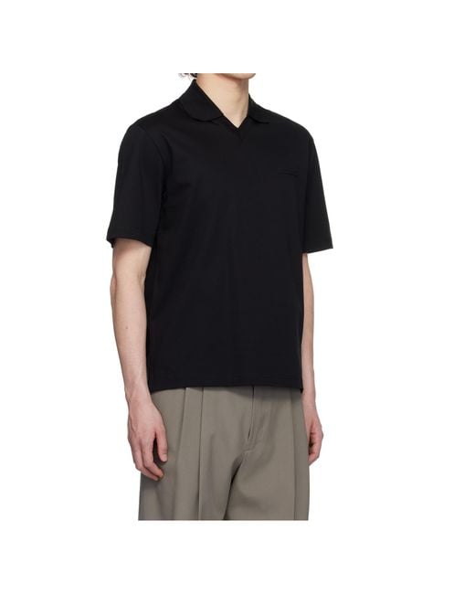 Mackage Black V-Neck Short Sleeved Polo Shirt for men