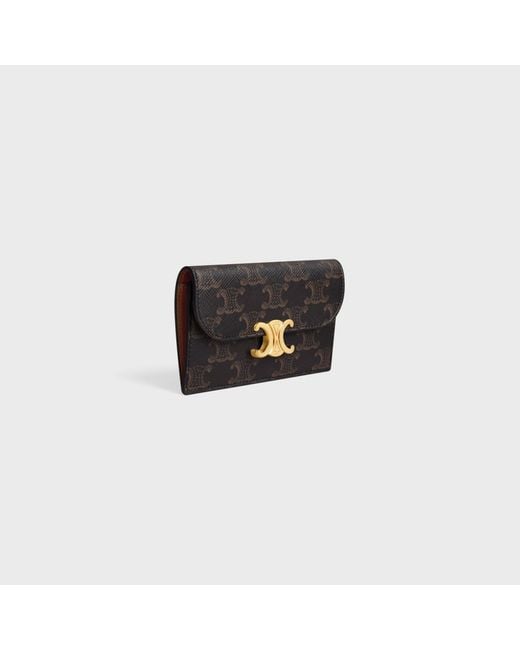 Céline Black Long Card Holder With Flap Triomphe