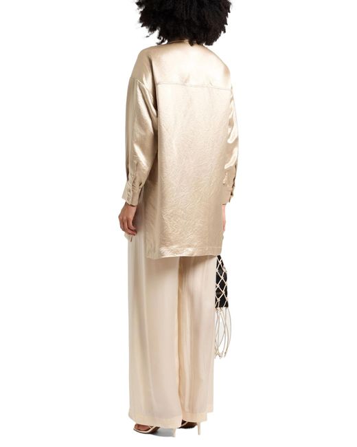 Max Mara Natural Solid Satin Long Shirt