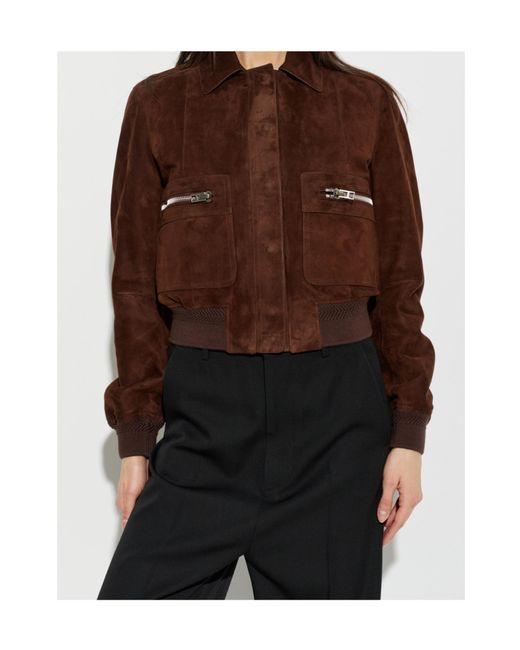 Tom Ford Brown Zip-Pocket Suede Jacket