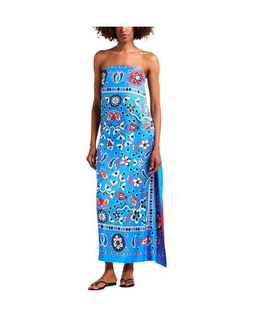 Tory Burch Blue Fitted Printed Dress