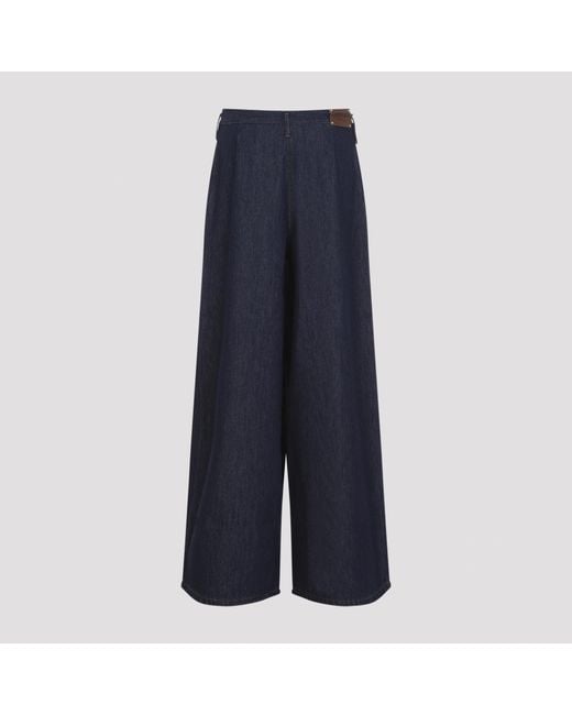 Dries Van Noten Blue Wide Pleated Jeans