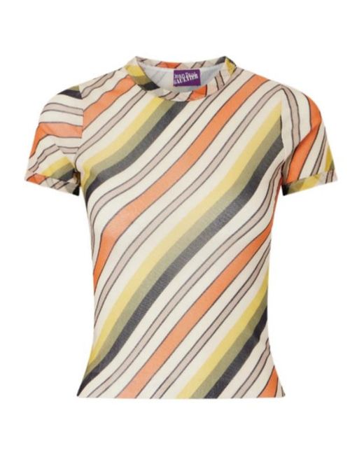 Jean Paul Gaultier White Striped Mesh Top