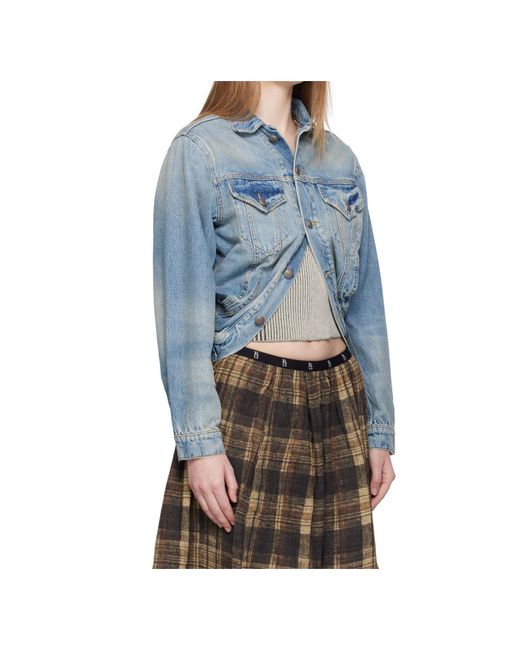 R13 Blue Wrap Denim Trucker Jacket