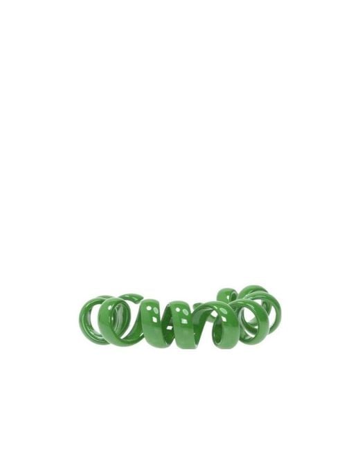 Bottega Veneta Green Coiled Open-Cuff Bracelet