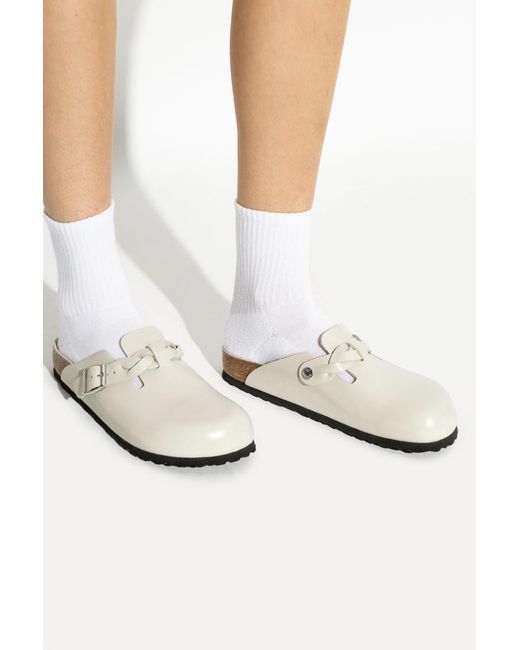 Birkenstock White Boston Buckle Sandals