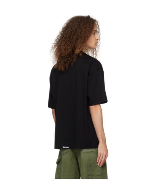 we11done Black Logo-Print Cotton T-Shirt for men
