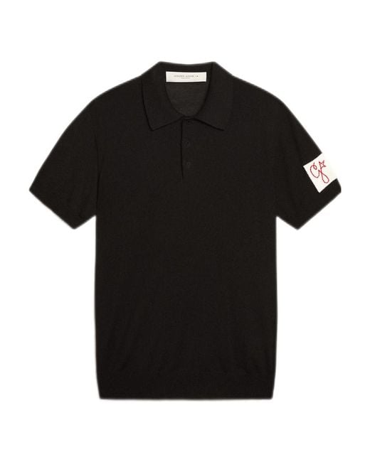Golden Goose Deluxe Brand Black Logo Patch Polo Shirt for men