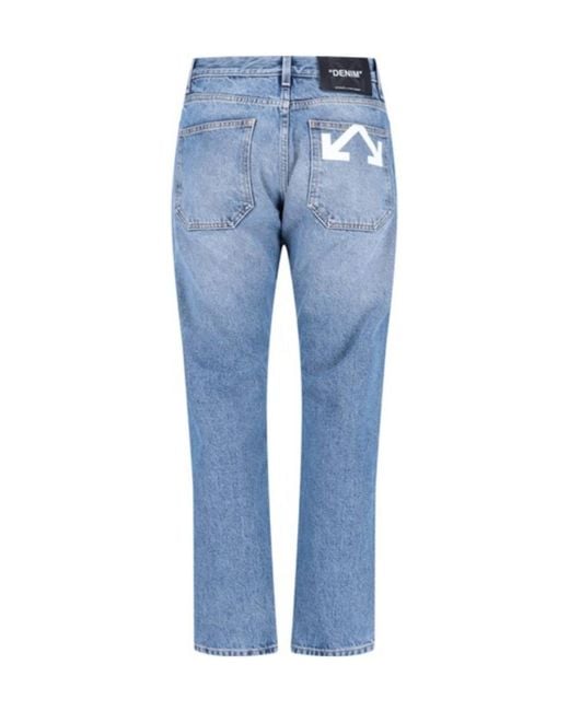 Off-White c/o Virgil Abloh Blue Half Arrow Printed Straight Leg Jeans for men