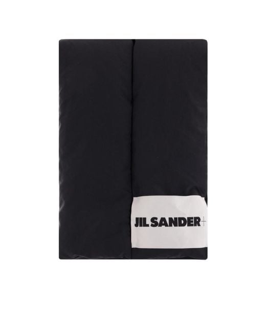 Jil Sander Black Logo-Patch Padded Scarf