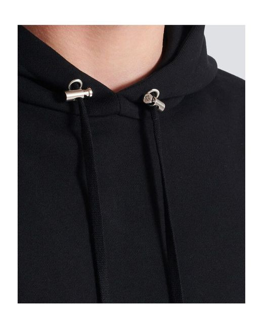 Balmain Black Logo Patch Drawstring Hoodie for men
