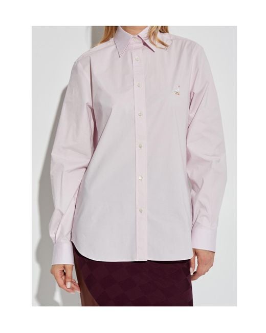 Moschino White Goose Embroidered Poplin Shirt