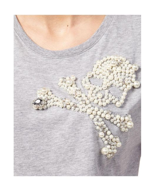 Philipp Plein Gray Logo Details T-Shirt