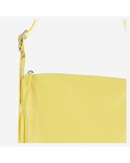 Jil Sander Yellow Crinkled Finish Zipped Shoulder Bag