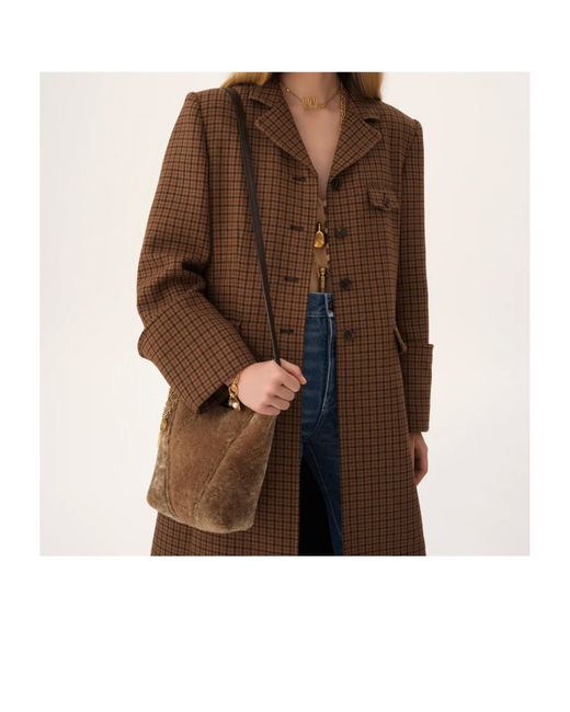 Chloé Brown Chloé Shearling Spin Tote Bag