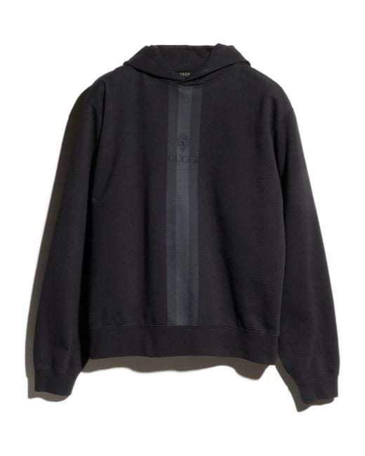 Gucci Black Hooded Sweatshirt With Muted Web for men