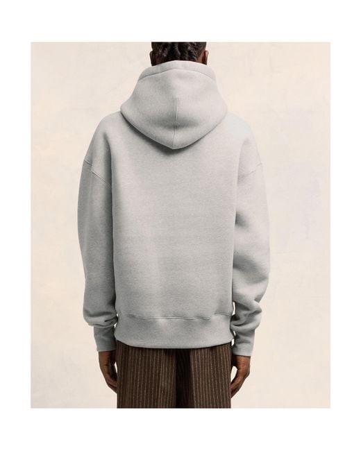 AMI Gray Long-Sleeved Drawstring Hoodie for men