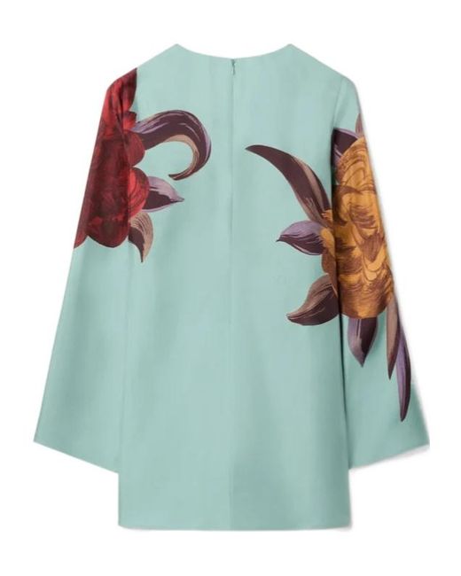 LaDoubleJ Blue Supremes Swing Floral-Print Mini Dress