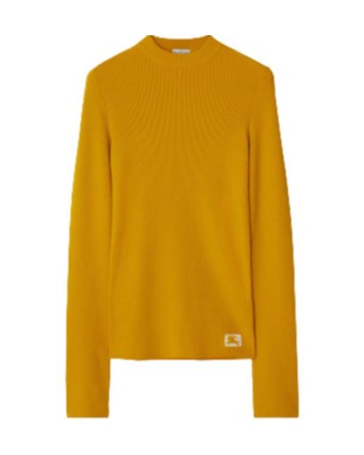 Burberry Yellow Logo Intarsia-Knit Long Sleeevd Top