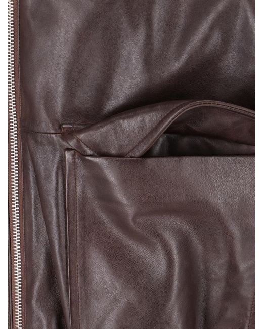 Studio Nicholson Brown Piston Leather Zip-Up Jacket for men