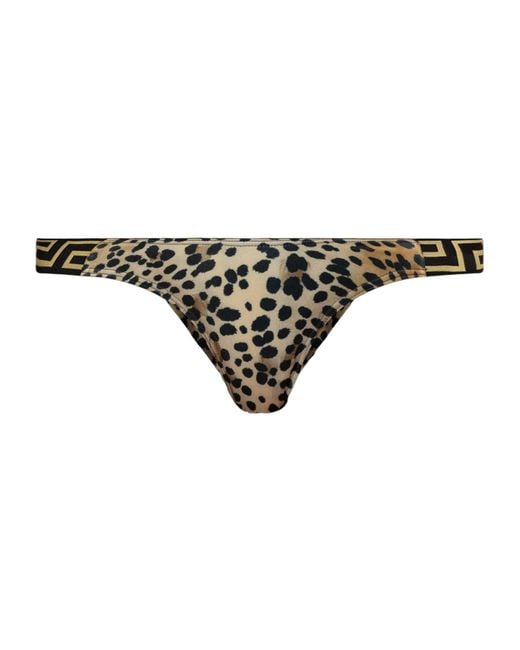 Versace Natural Leopard-Print Bikini Bottoms