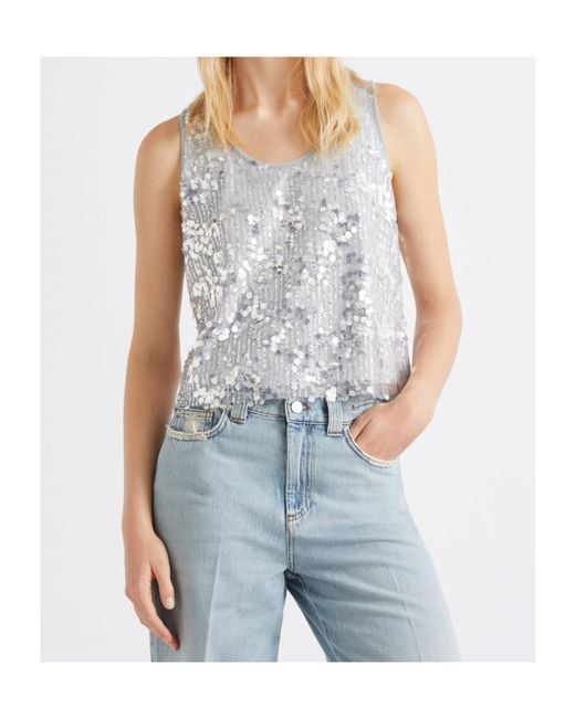 Marella White Sequin Top