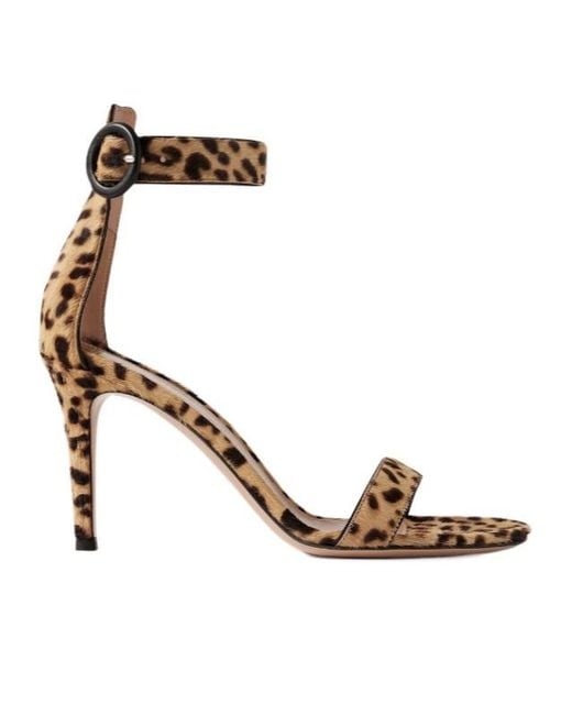 Gianvito Rossi Metallic Leopard-Print Pony Hair Sandals