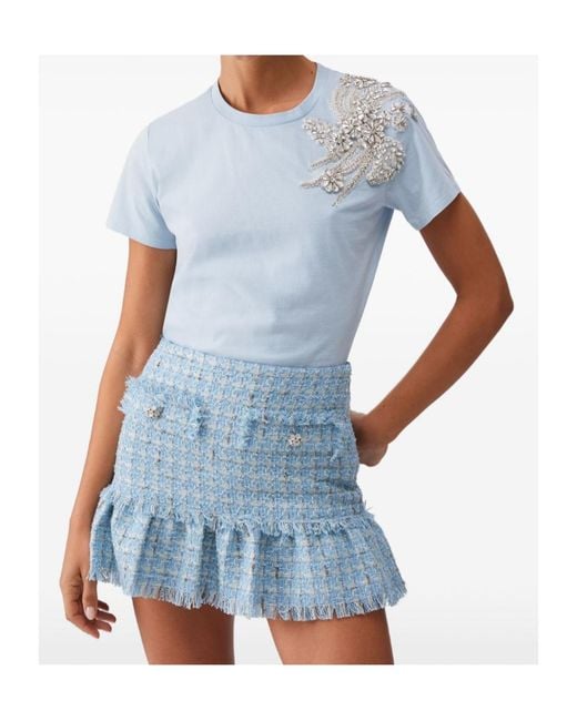 Liu Jo Blue Embellished Crewnewck T-Shirt