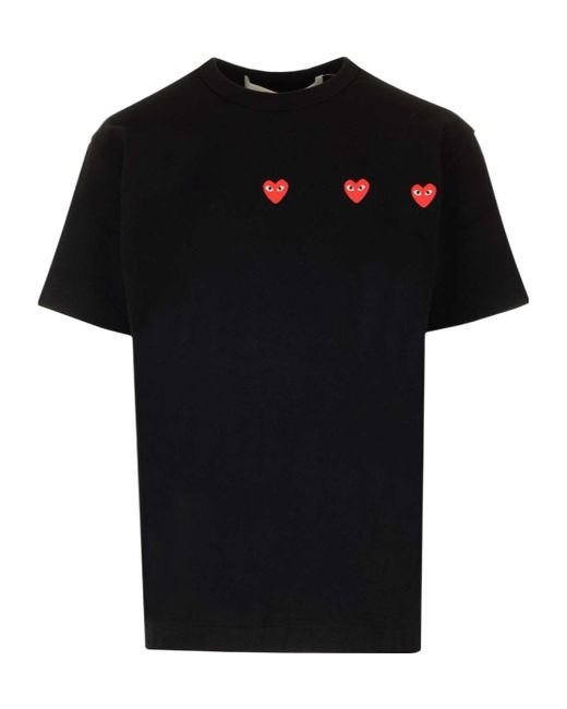 COMME DES GARÇONS PLAY Black T-Shirt With Hearts for men