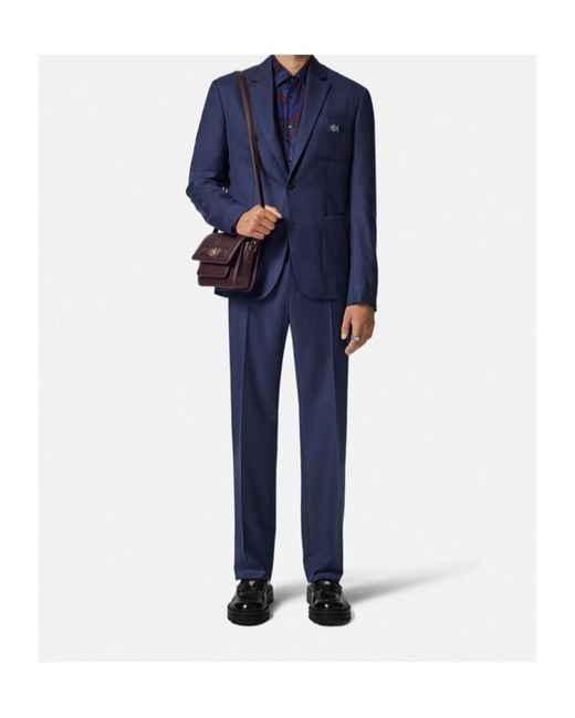 Versace Blue Medusa Head Single-Breasted Tailored Blazer for men